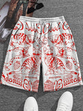 Men's Cool Cat Graffiti Food Art Print Casual Shorts