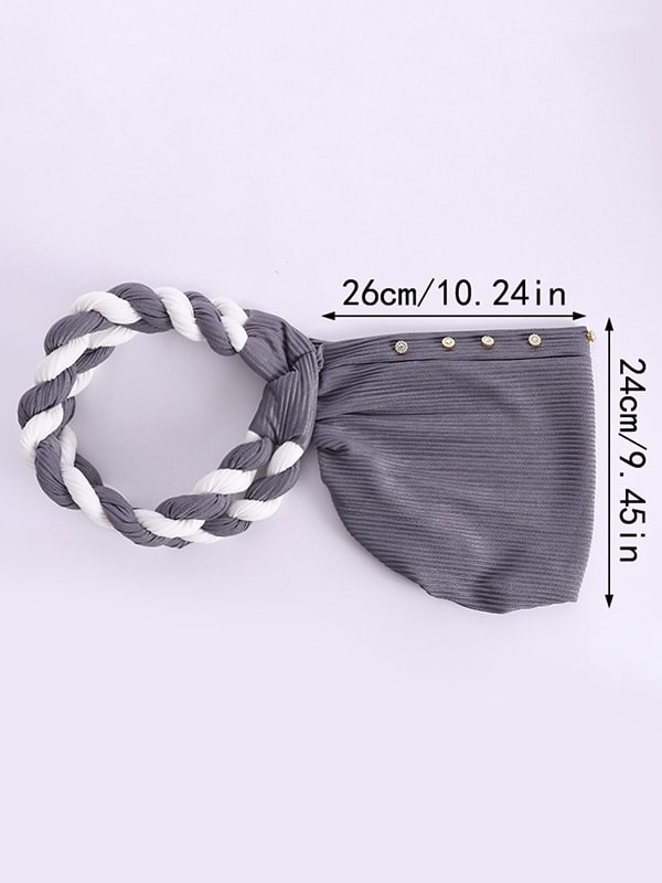 Women's Strip Rhinestone Decor Color Block Braid Turban Hat