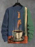 Men's Jump into Coffee Funny Art Print Casual Sweatshirt
