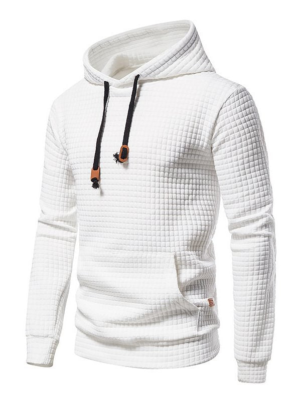 Men's Casual Plain Drawstring Pocket Pullover Hoodie