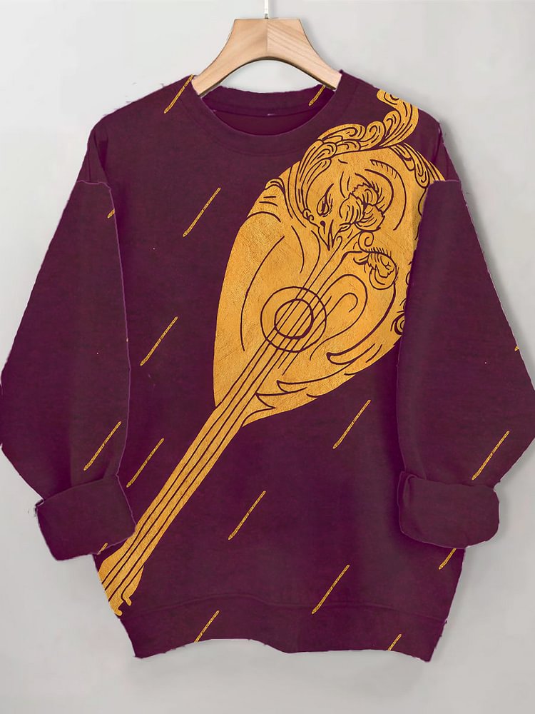 Women's Vintage Instrument Phoenix Pattern Print Casual Sweatshirt