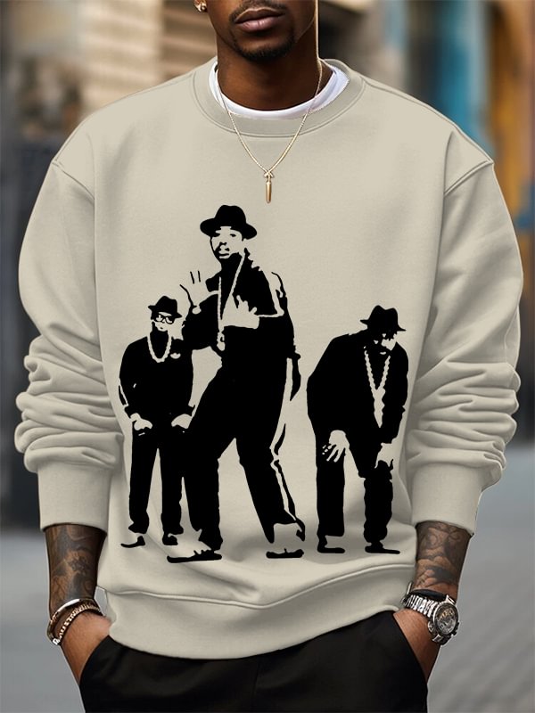 Men's 80s Hip Hop Art Print Cotton Casual Sweatshirt