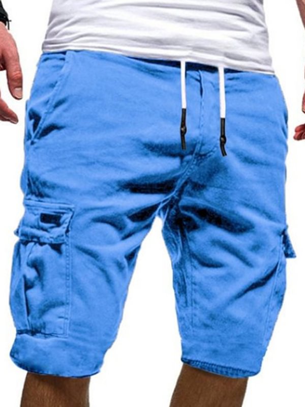 Men's Casual Sports Multi-Pocket Drawstring Cargo Shorts