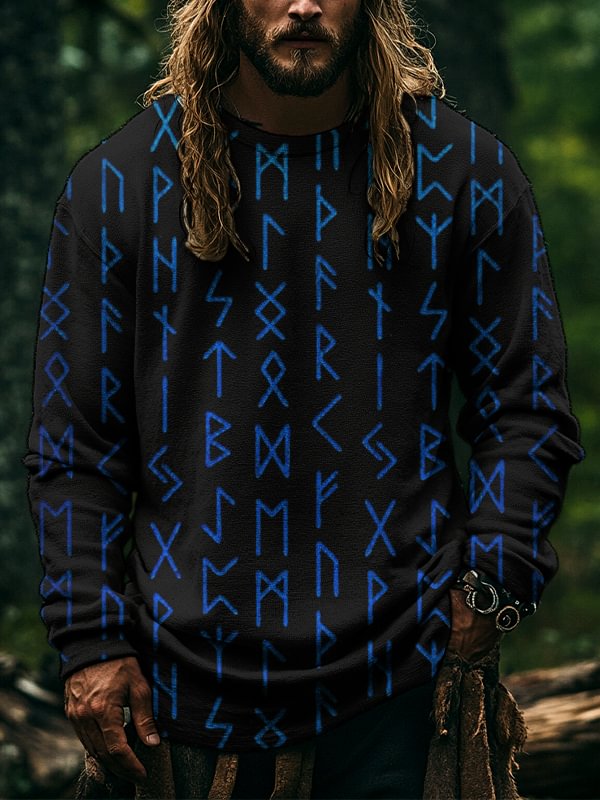 Men's Mythical Viking Runes Print Casual Sweatshirt