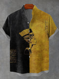 Men's Splicing Ethnic Patterns Art Print Casual Shirt