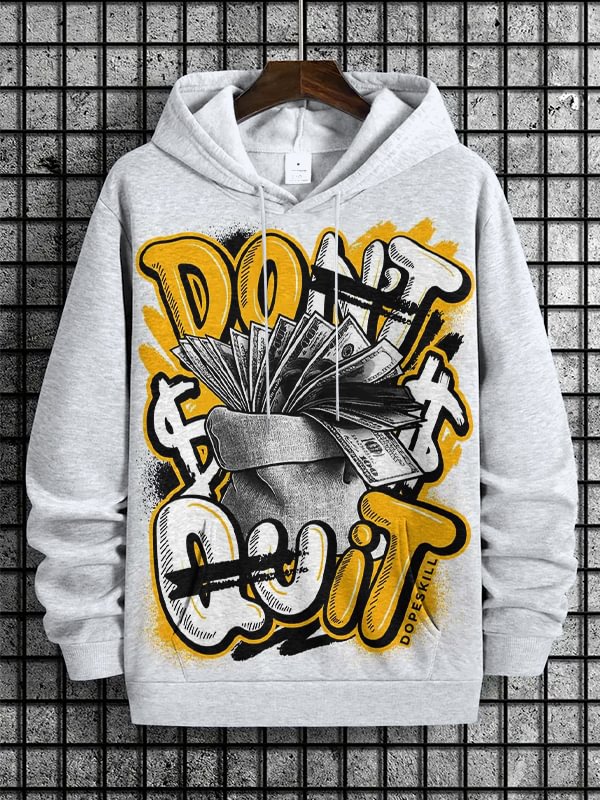 Men's Don't Quit Art Print Hooded Sweatshirt