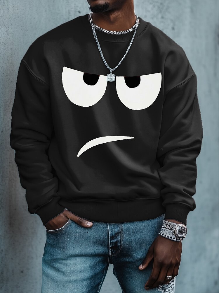 Men's Funny Cartoon Emoticons Print Cotton Casual Sweatshirt