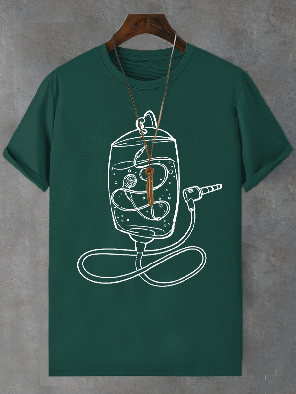 Men's Hand Drawing Music Entertainment Graphic Print Cotton Casual T-Shirt