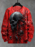 Men's Bloody Skull Art Print Casual Sweatshirt