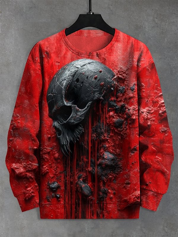 Men's Bloody Skull Art Print Casual Sweatshirt