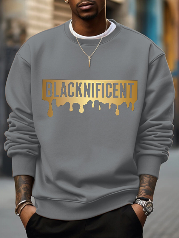 Men's Blacknificent Letter Print Casual Sweatshirt
