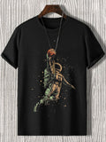 Men's Astronaut Playing Basketball Art Print Casual T-Shirt