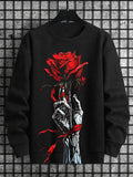Men's Holding A Flower In Hand Art Print Casual Sweatshirt