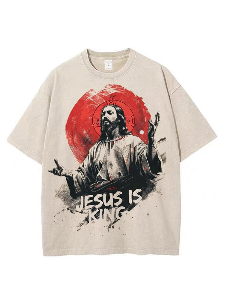 Men's Jesus Is King Art Print Casual T-Shirt