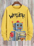 Men's Weezer Robot Rock Music Print Casual Sweatshirt