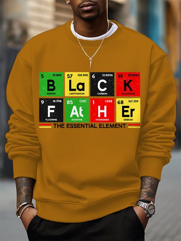Men's Black Father The Essential Element Print Cotton Casual Sweatshirt