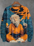 Men's Meditation Monkey Tasting Tea Art Print Casual Sweatshirt