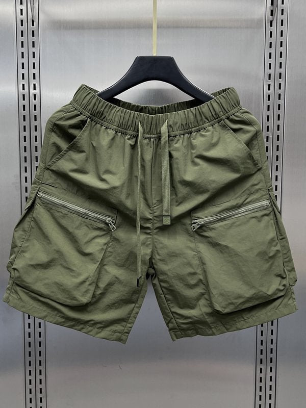 Men's Multi-pocket Elastic Waist Straight Cargo Shorts