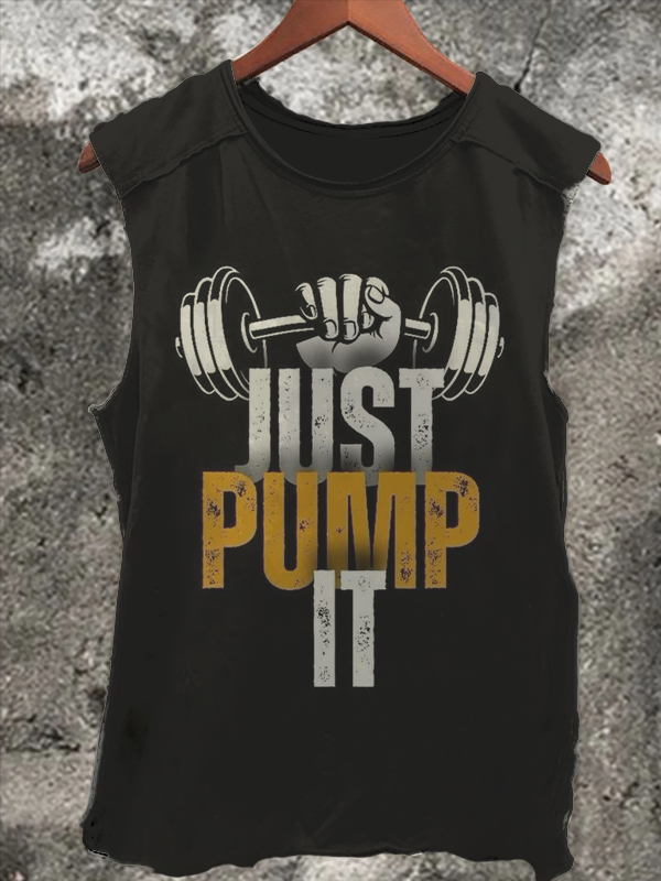 Men's Just Pump It Weightlifting Art Print Tank Top