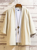Men's Retro Pattern Patchwork Loose Cotton And Linen Cardigan