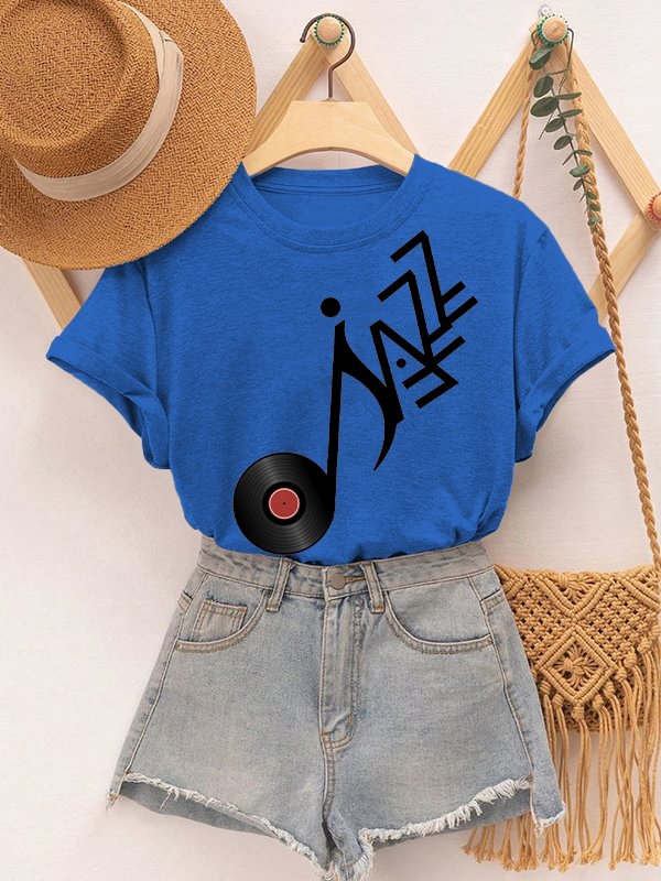 Women's Jazz Records Art Print Cotton Casual T-Shirt