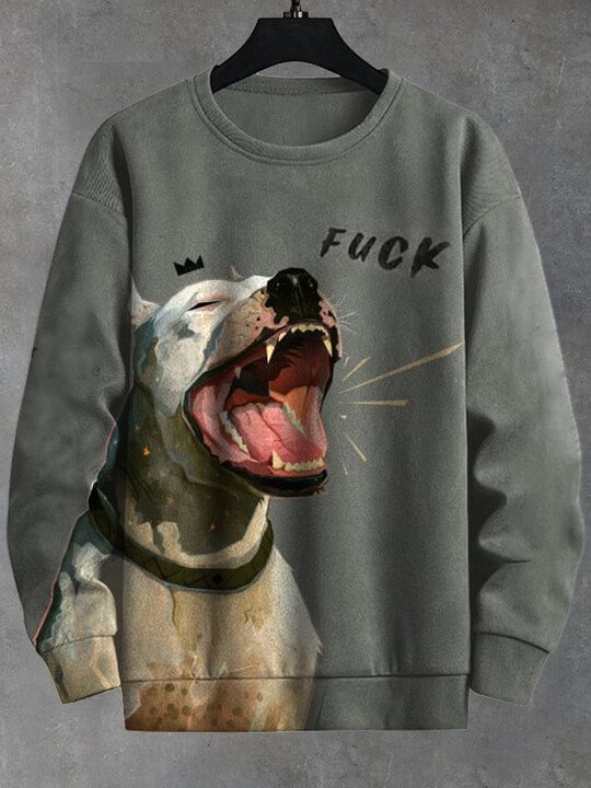 Men's Dog Barking Graphic Print Casual Sweatshirt