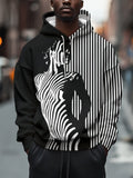 Men's Sexy Body Abstract Line Art Print Hooded Sweatshirt
