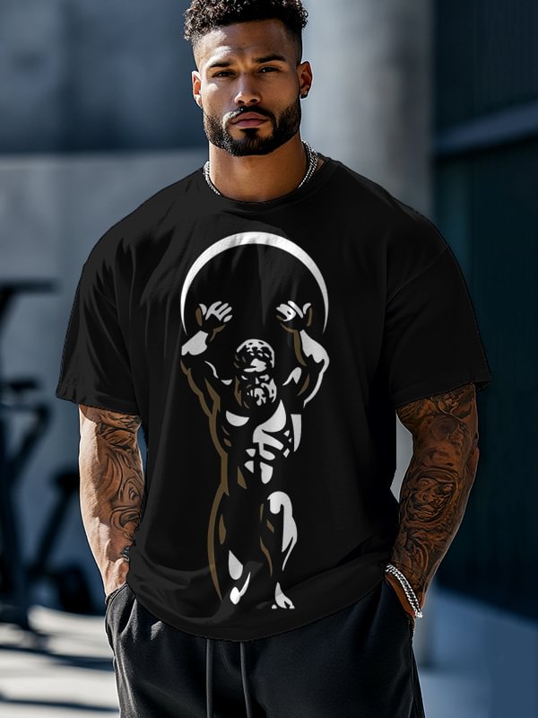 Men's Zeus Fitness Graphic Print Drop Shoulder Casual T-Shirt