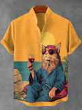 Men's Free Soul Cat Art Print Shirt