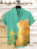 Men's Cat In The Flowers Under The Sun Art Print Casual Shirt