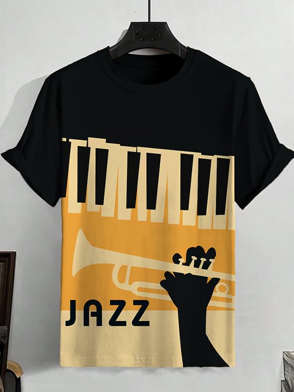Men's Retro Colors Jazz Music Art Print T-Shirt