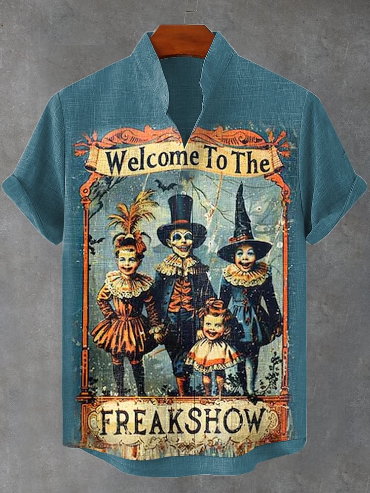 Men's Welcome To The Freakshow Illustration Print Casual Shirt
