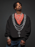 Men's Ethnic Pattern Chain Art Print Casual Sweatshirt