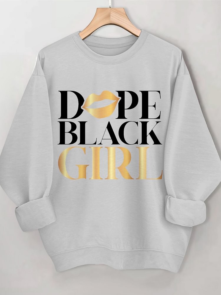 Women's Dope Black Girl Print Cotton Long Sleeve T-Shirt Thin Sweatshirt
