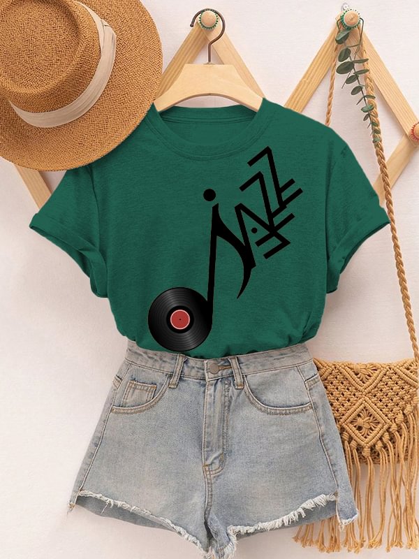 Women's Jazz Records Art Print Cotton Casual T-Shirt