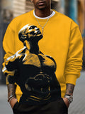Men's Muscle Black Man Print Casual Sweatshirt