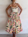 Women's Vacation Geometric Pattern Print Cami Midi Dress