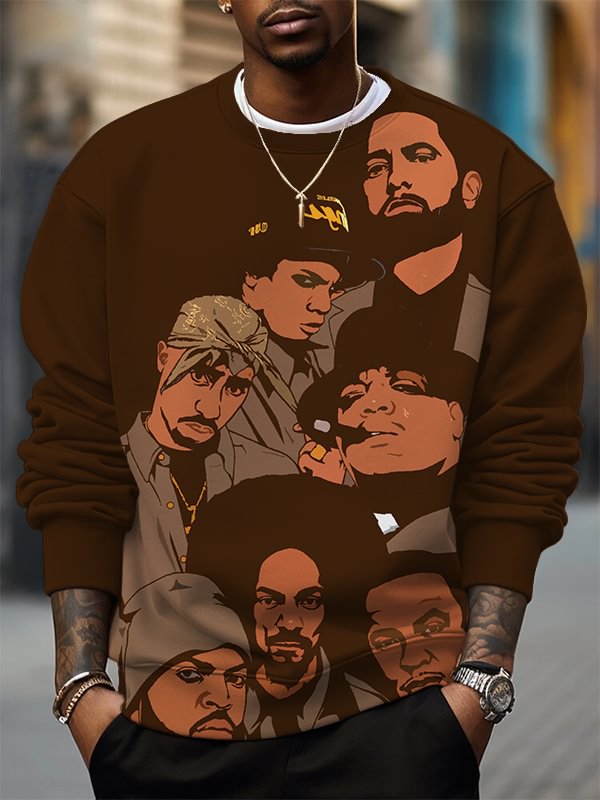 Men's Hip Hop Rap Legends Art Print Casual Sweatshirt
