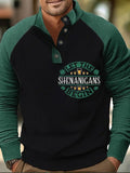 Men's Let The Shenanigans Begin St. Patrick's Day Casual Color Block Sweatshirt