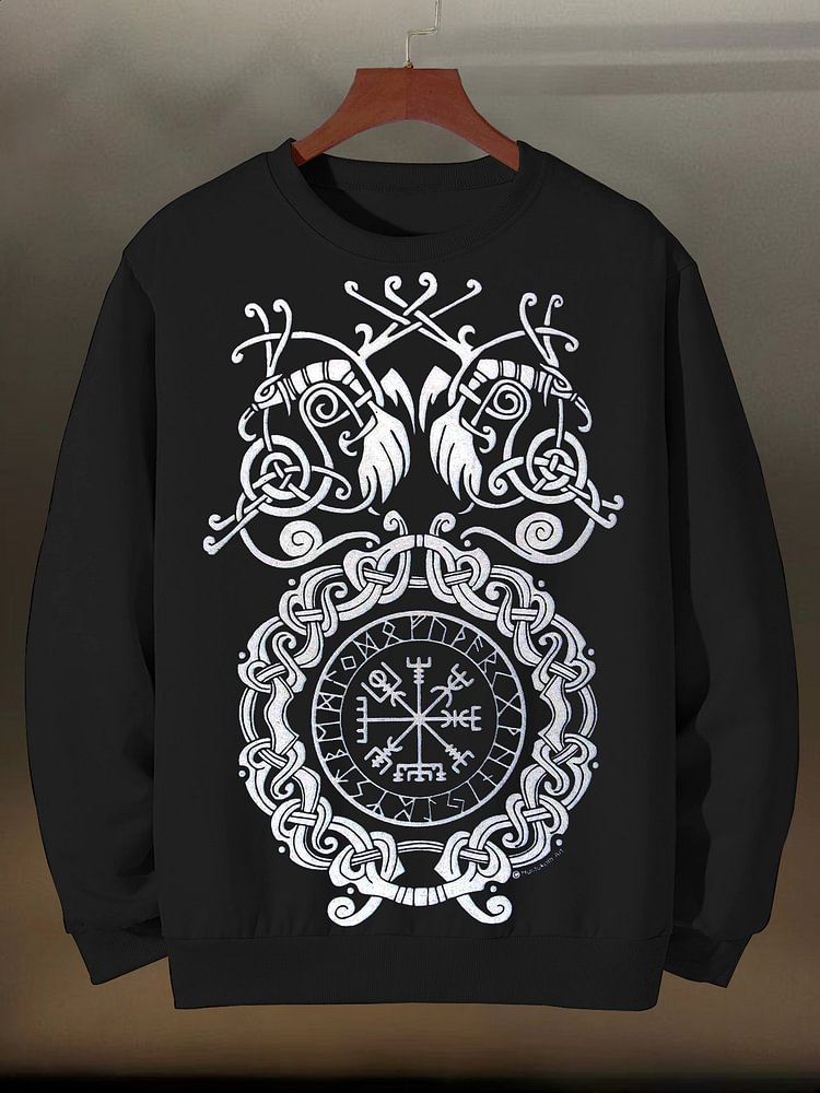Men's Viking Vintage Totem Pattern Print Cotton Casual Sweatshirt