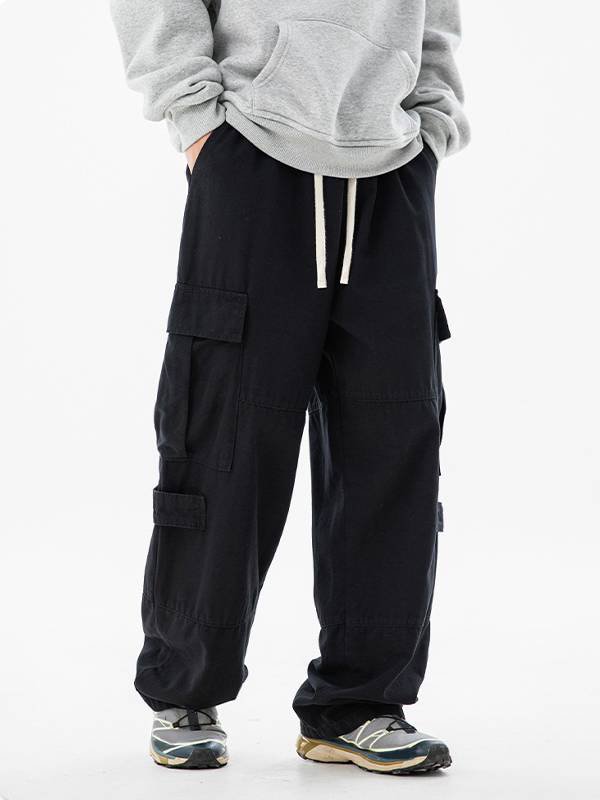 Men's Solid Color Straight Leg Casual Cargo Pants