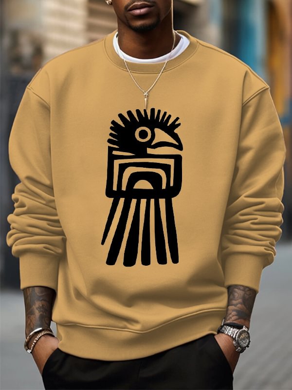 Men's Vintage African Tribe Traditional Totem Print Cotton Casual Sweatshirt
