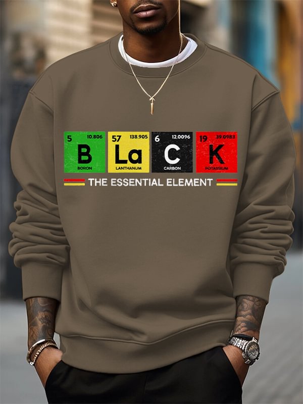 Men's Black The Essential Element Print Cotton Casual Sweatshirt