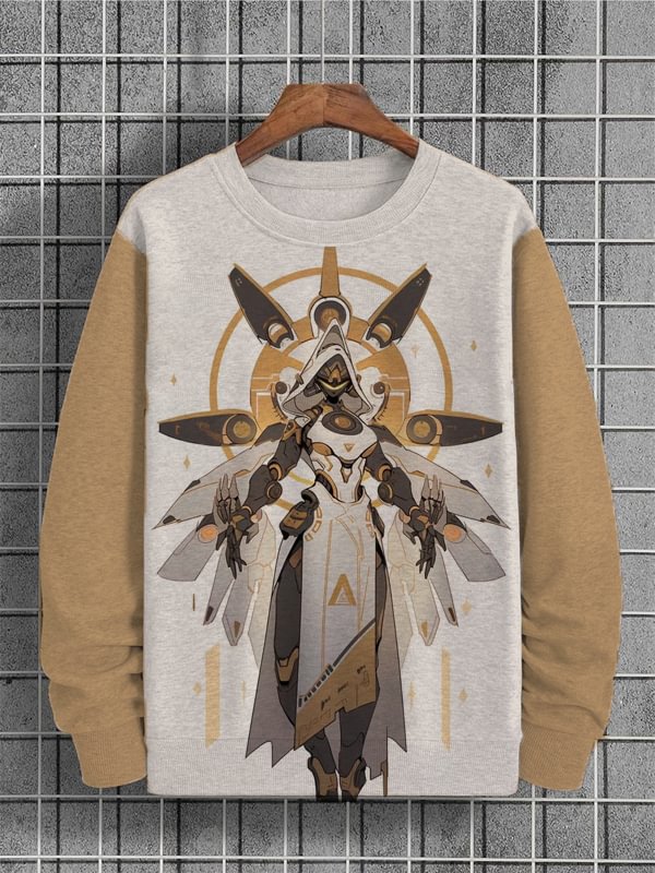 Men's Future Technology Art Illustration Print Long Sleeve Casual Sweatshirt