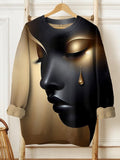 Women's Black Woman Aesthetics Art Print Casual Sweatshirt