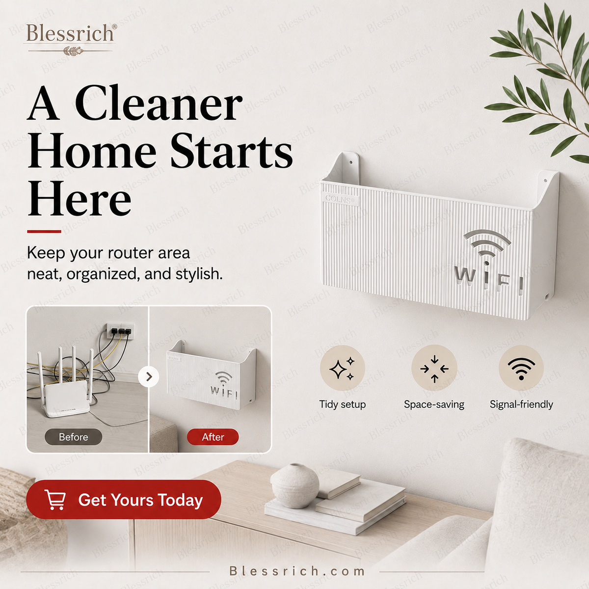 Wall-Mounted WiFi Router Storage Rack