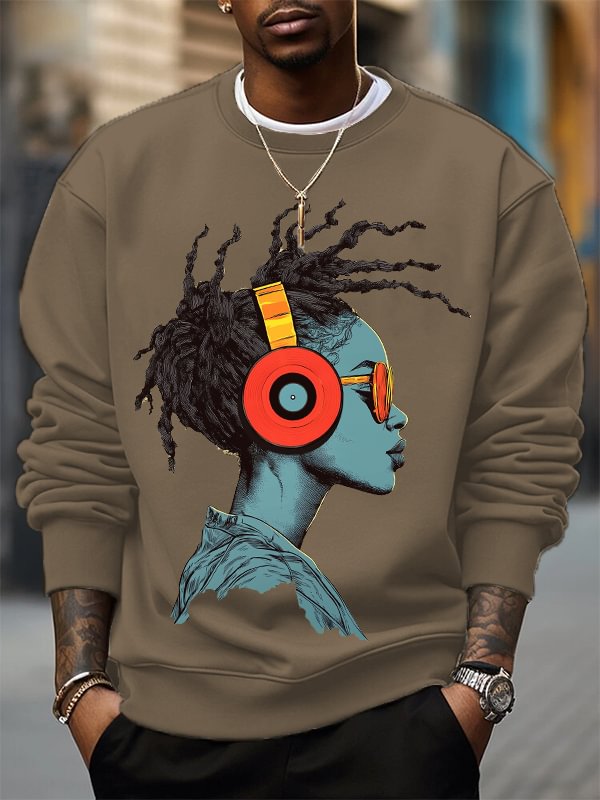 Men's Reggae Music Cool Girl Graphic Print Cotton Casual Sweatshirt