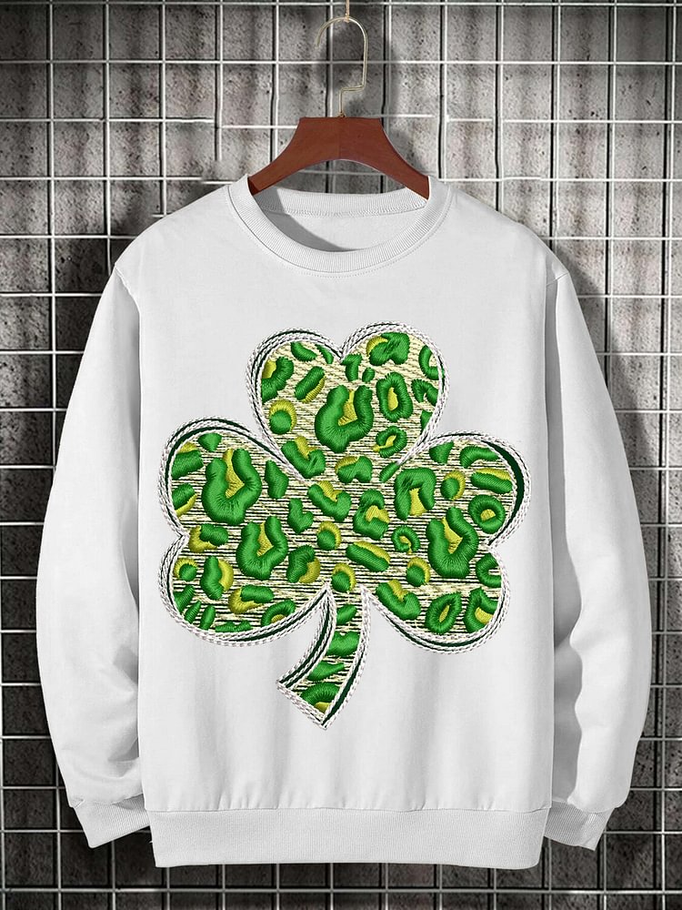 Men's St. Patrick's Day Shamrock Graphic Print Cotton Casual Sweatshirt