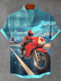 Men's City Motorcycle Landscape Art Print Shirt