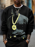 Men's Retro Hip Hop Rapper Silhouette Art Print Casual Sweatshirt